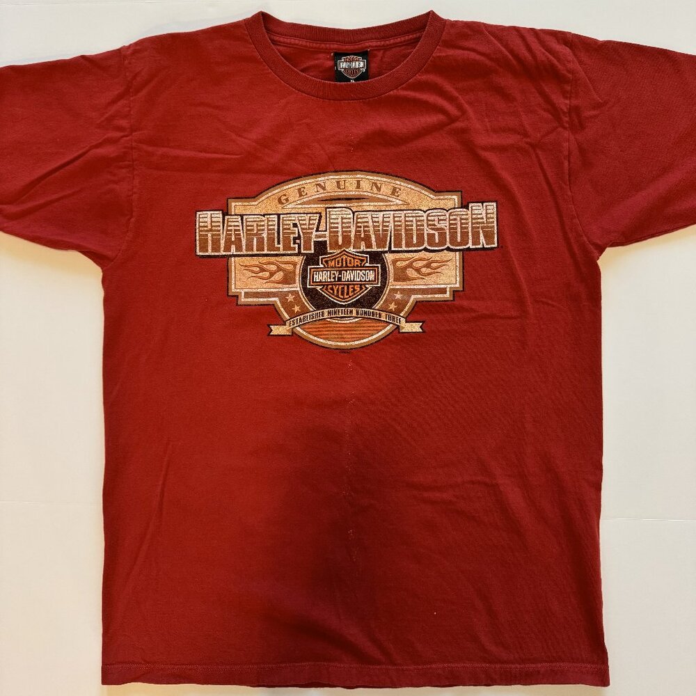 Vintage Y2K 2006 Harley Davidson Motorcycle Biker Waynesville NC Red XL Shirt